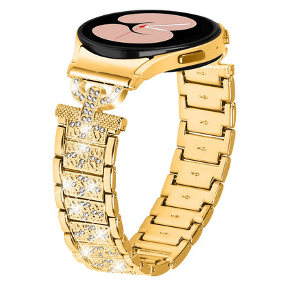 Smuk Metal Og Rhinsten Universal Rem passer til Samsung Smartwatch - Guld#serie_3