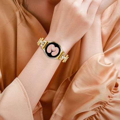 Smuk Metal Og Rhinsten Universal Rem passer til Samsung Smartwatch - Guld#serie_3