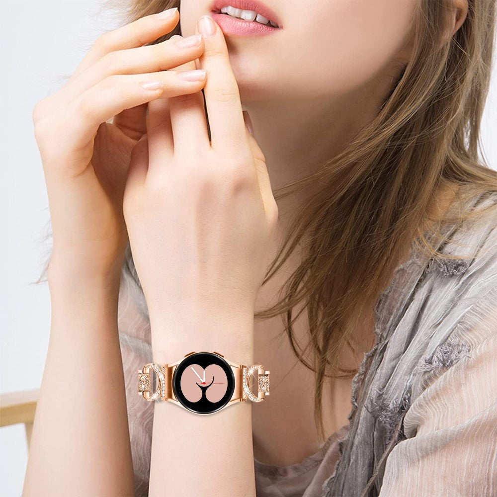 Smuk Metal Og Rhinsten Universal Rem passer til Samsung Smartwatch - Pink#serie_5