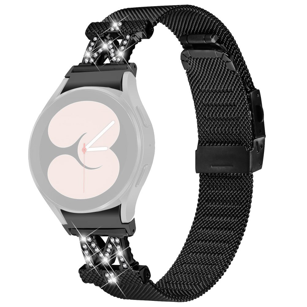 Super Smuk Metal Og Rhinsten Universal Rem passer til Smartwatch - Sort#serie_149