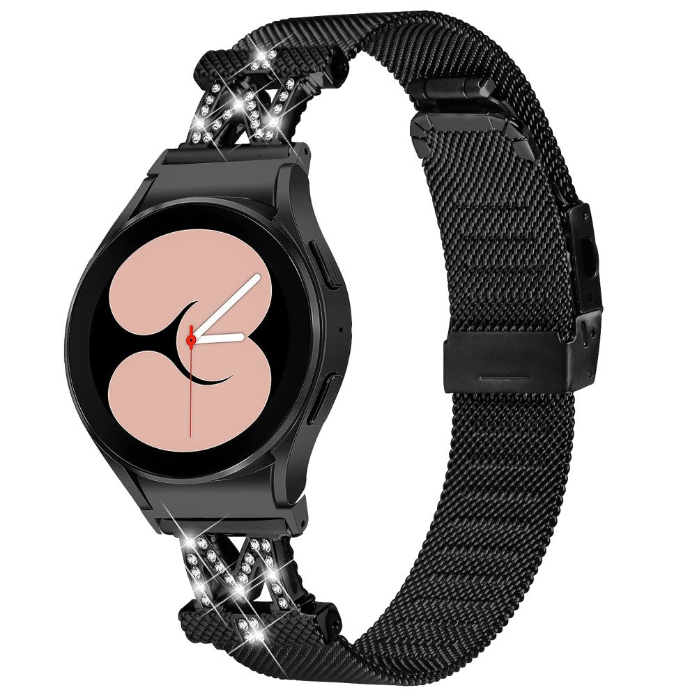 Flot Metal Og Rhinsten Universal Rem passer til Smartwatch - Sort#serie_033