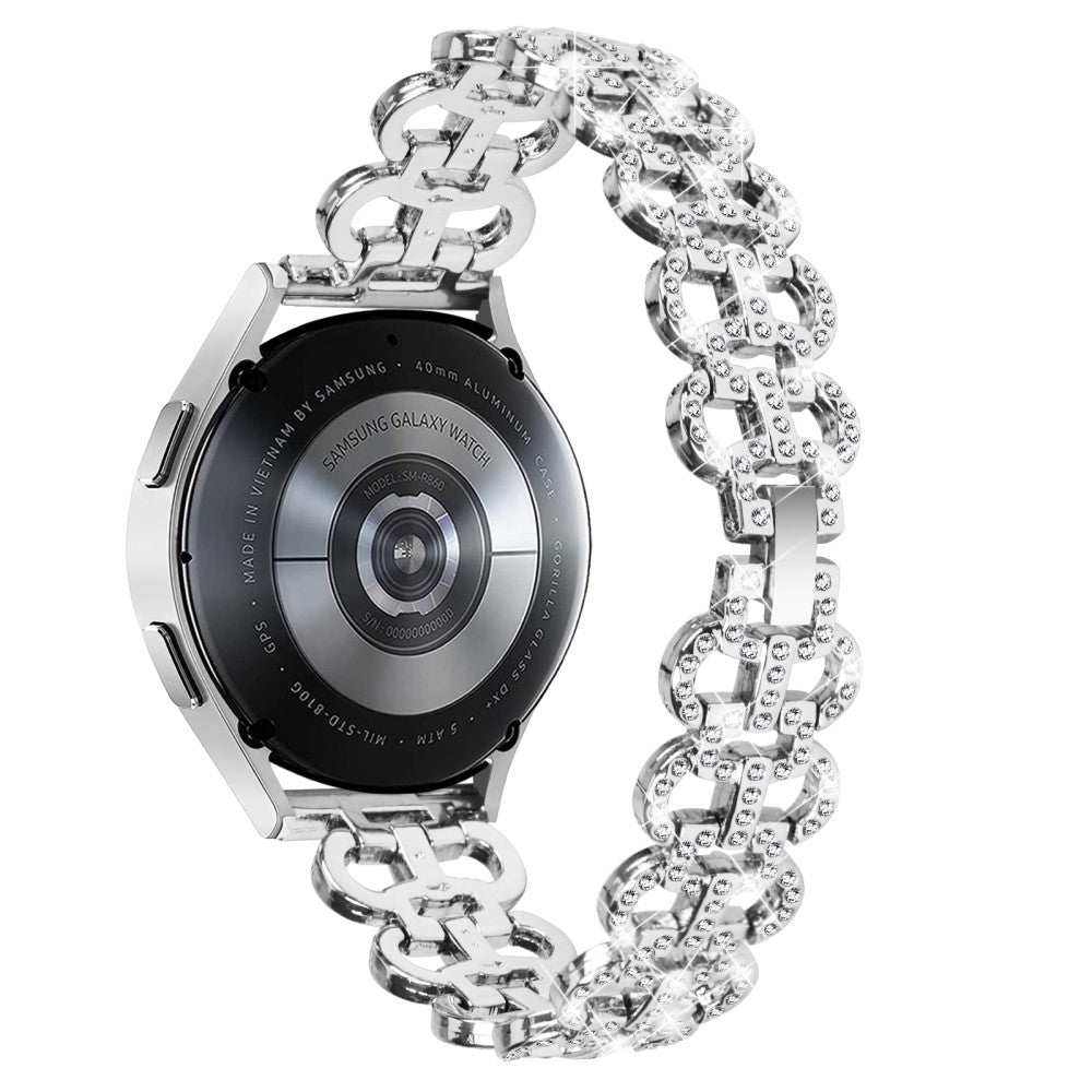 Glimrende Metal Og Rhinsten Universal Rem passer til Smartwatch - Sølv#serie_1