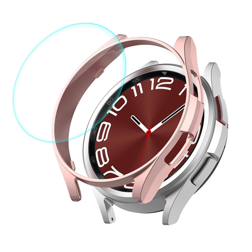 HAT PRINCE electroplated cover with tempered glass for Samsung Galaxy Watch 6 Classic (47mm) - Rose Gold#serie_7