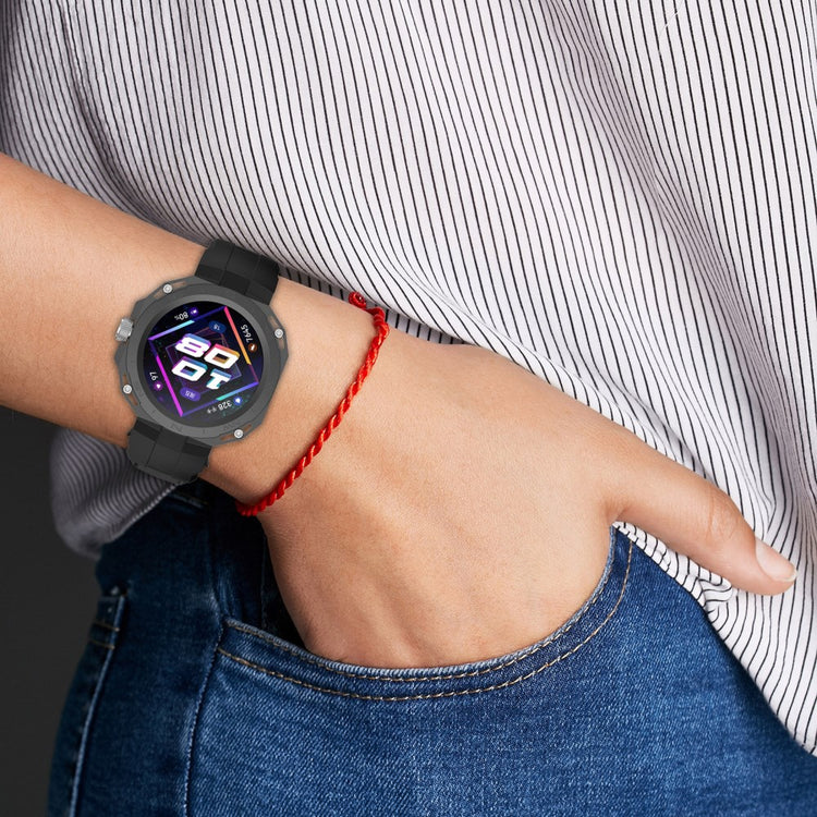 Rigtigt Fint Silikone Rem passer til Huawei Watch GT Cyber - Sort#serie_1