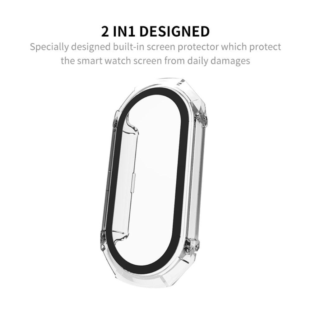 Super Fint Cover med Skærmbeskytter i Plastik og Hærdet Glas passer til Xiaomi Smart Band 8 - Sort#serie_2