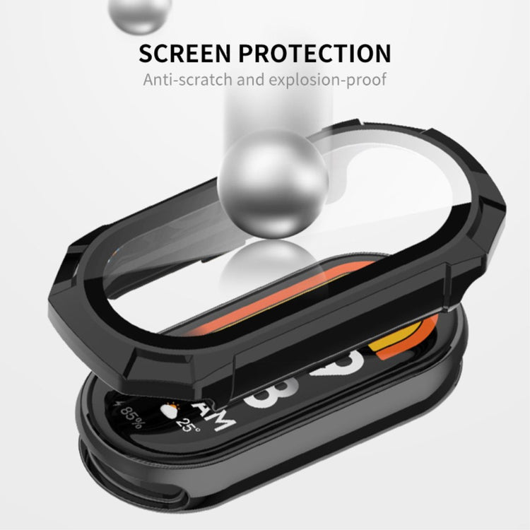 Super Fint Cover med Skærmbeskytter i Plastik og Hærdet Glas passer til Xiaomi Smart Band 8 - Grøn#serie_3