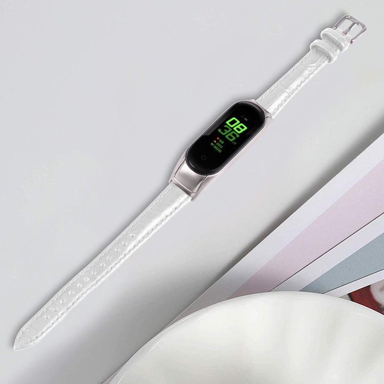 Super Hårdfør Ægte Læder Rem passer til Xiaomi Smart Band 8 - Hvid#serie_1