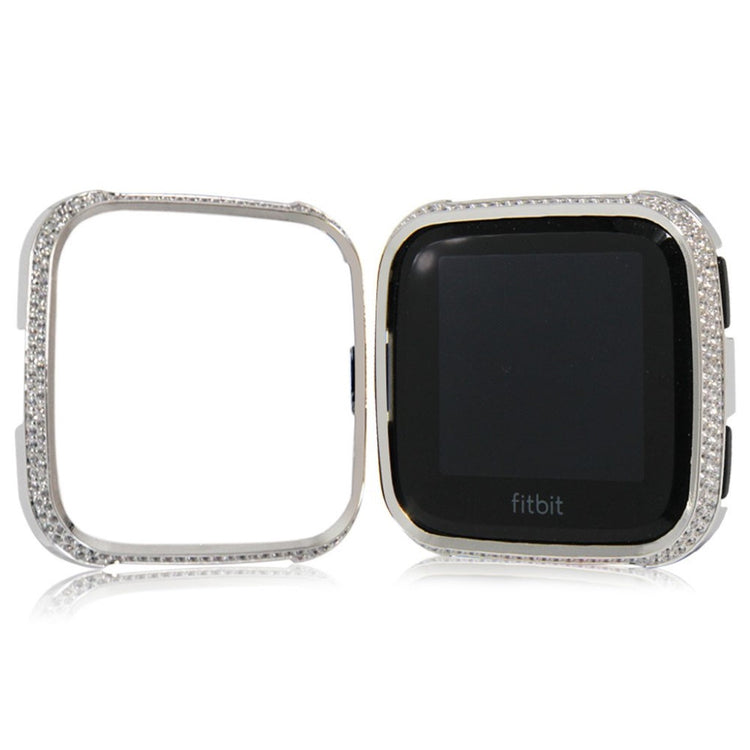 Mega Fed Fitbit Versa Metal og Rhinsten Cover - Sølv#serie_3