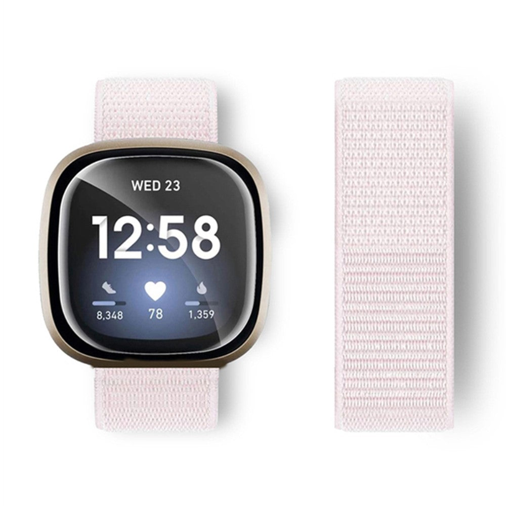 Flot Nylon Universal Rem passer til Fitbit Sense 1 / Fitbit Versa 3 - Pink#serie_25