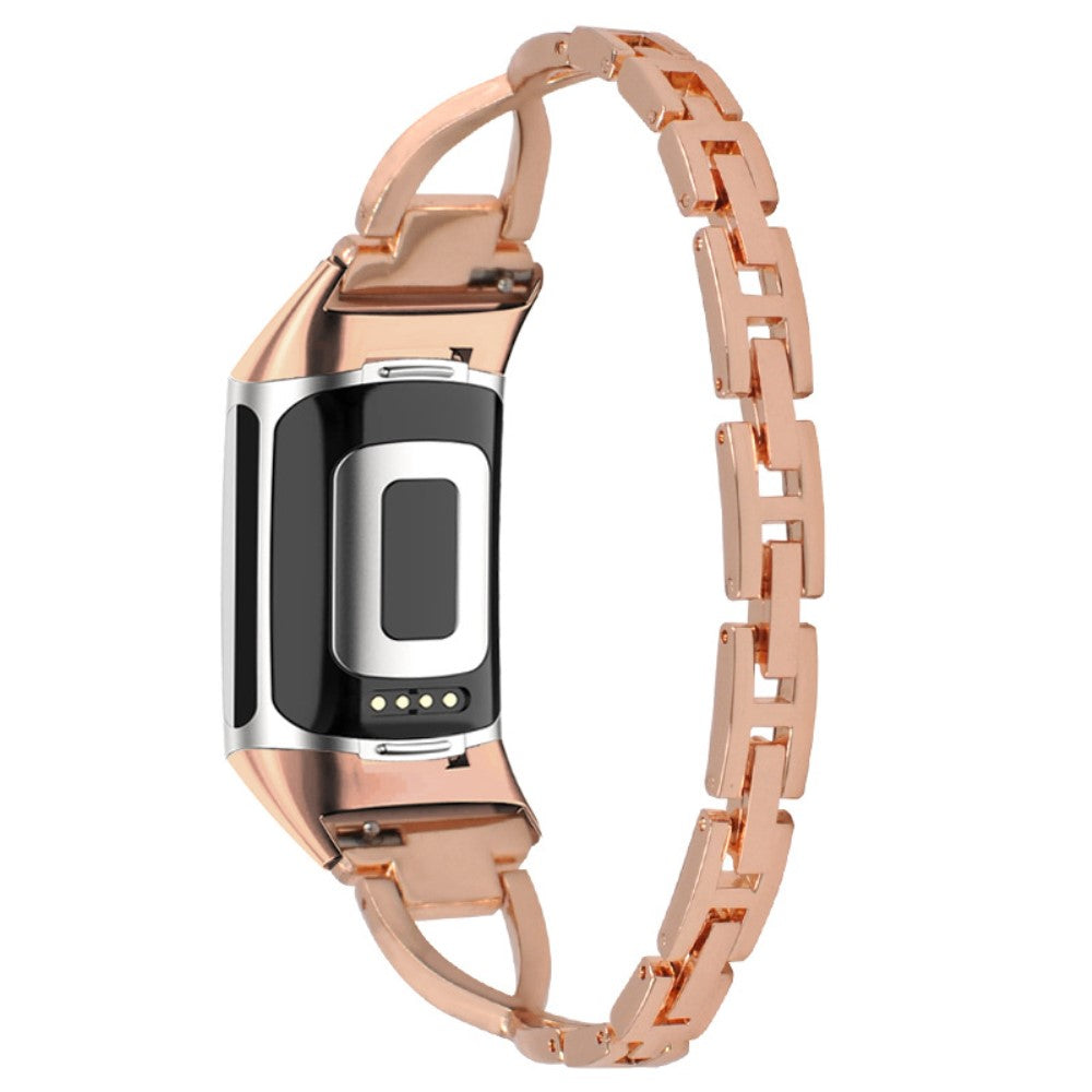 Mega Smuk Metal Rem passer til Fitbit Charge 5 - Pink#serie_1