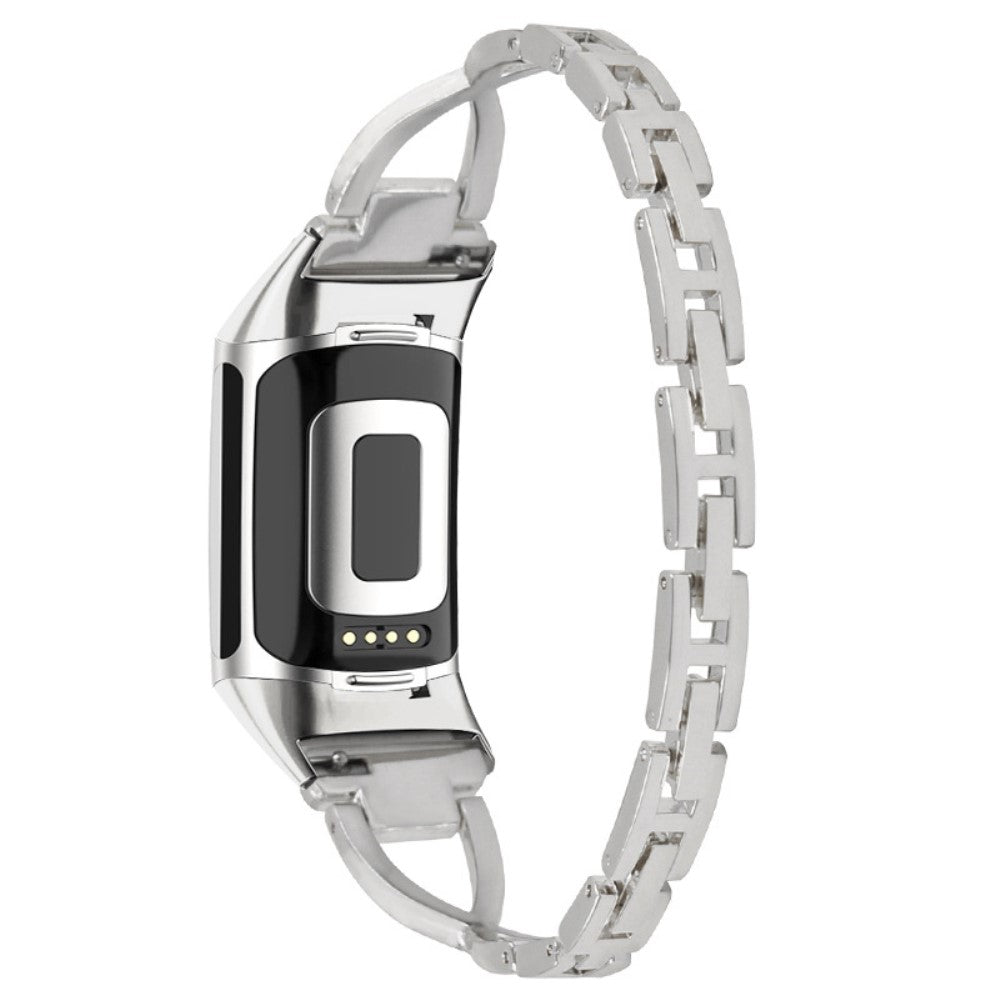 Mega Smuk Metal Rem passer til Fitbit Charge 5 - Sølv#serie_3