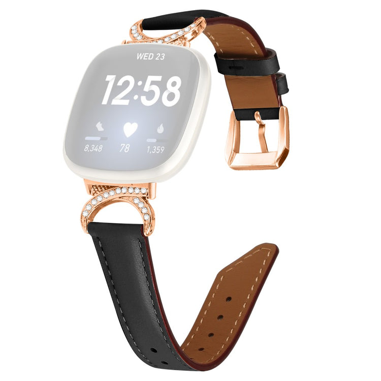 Helt Vildt Flot Kunstlæder Universal Rem passer til Fitbit Smartwatch - Sort#serie_3