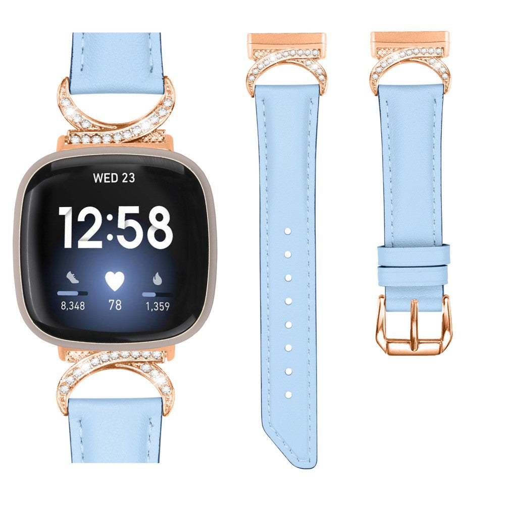 Helt Vildt Flot Kunstlæder Universal Rem passer til Fitbit Smartwatch - Blå#serie_4