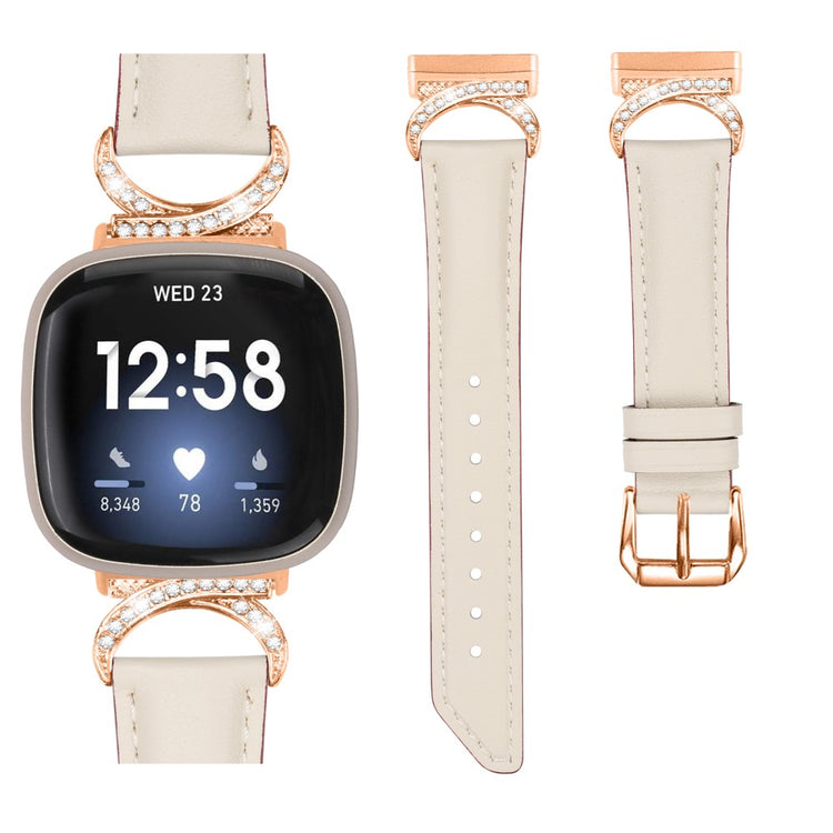 Helt Vildt Flot Kunstlæder Universal Rem passer til Fitbit Smartwatch - Hvid#serie_5