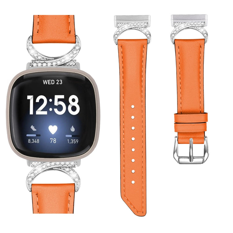 Super Godt Kunstlæder Universal Rem passer til Fitbit Smartwatch - Orange#serie_1