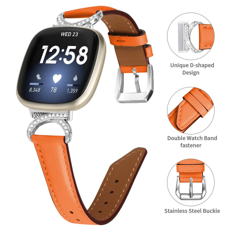 Super Godt Kunstlæder Universal Rem passer til Fitbit Smartwatch - Orange#serie_1