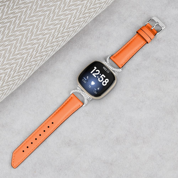 Super Godt Kunstlæder Universal Rem passer til Fitbit Smartwatch - Orange#serie_1