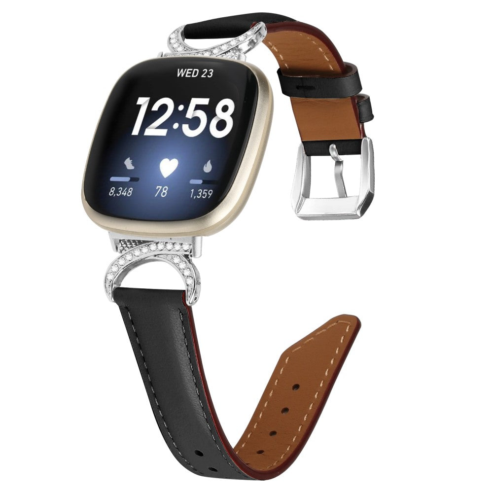 Super Godt Kunstlæder Universal Rem passer til Fitbit Smartwatch - Sort#serie_3
