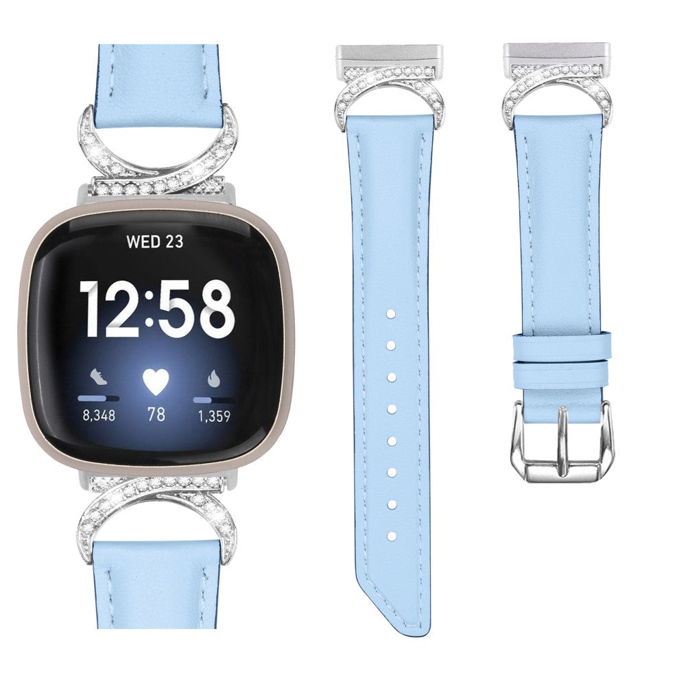 Super Godt Kunstlæder Universal Rem passer til Fitbit Smartwatch - Blå#serie_4