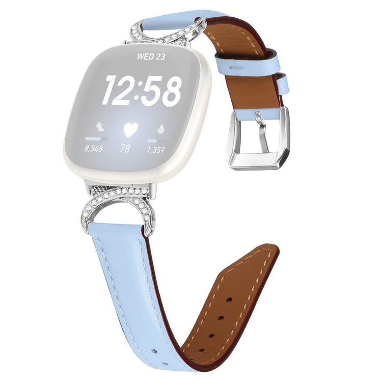 Super Godt Kunstlæder Universal Rem passer til Fitbit Smartwatch - Blå#serie_4