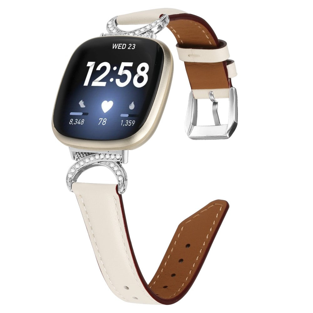 Super Godt Kunstlæder Universal Rem passer til Fitbit Smartwatch - Hvid#serie_5