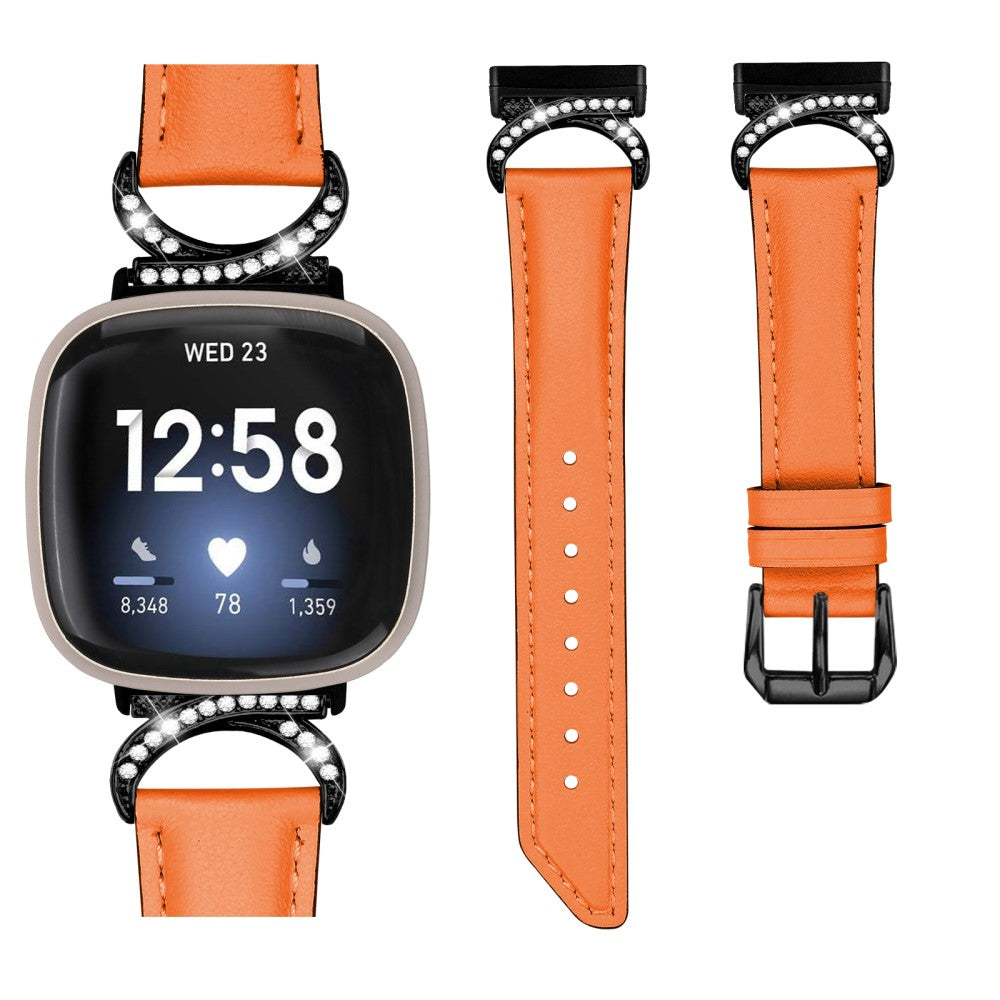 Komfortabel Kunstlæder Universal Rem passer til Fitbit Smartwatch - Orange#serie_1