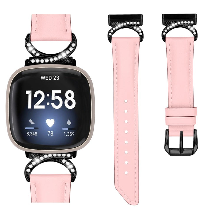 Komfortabel Kunstlæder Universal Rem passer til Fitbit Smartwatch - Pink#serie_2