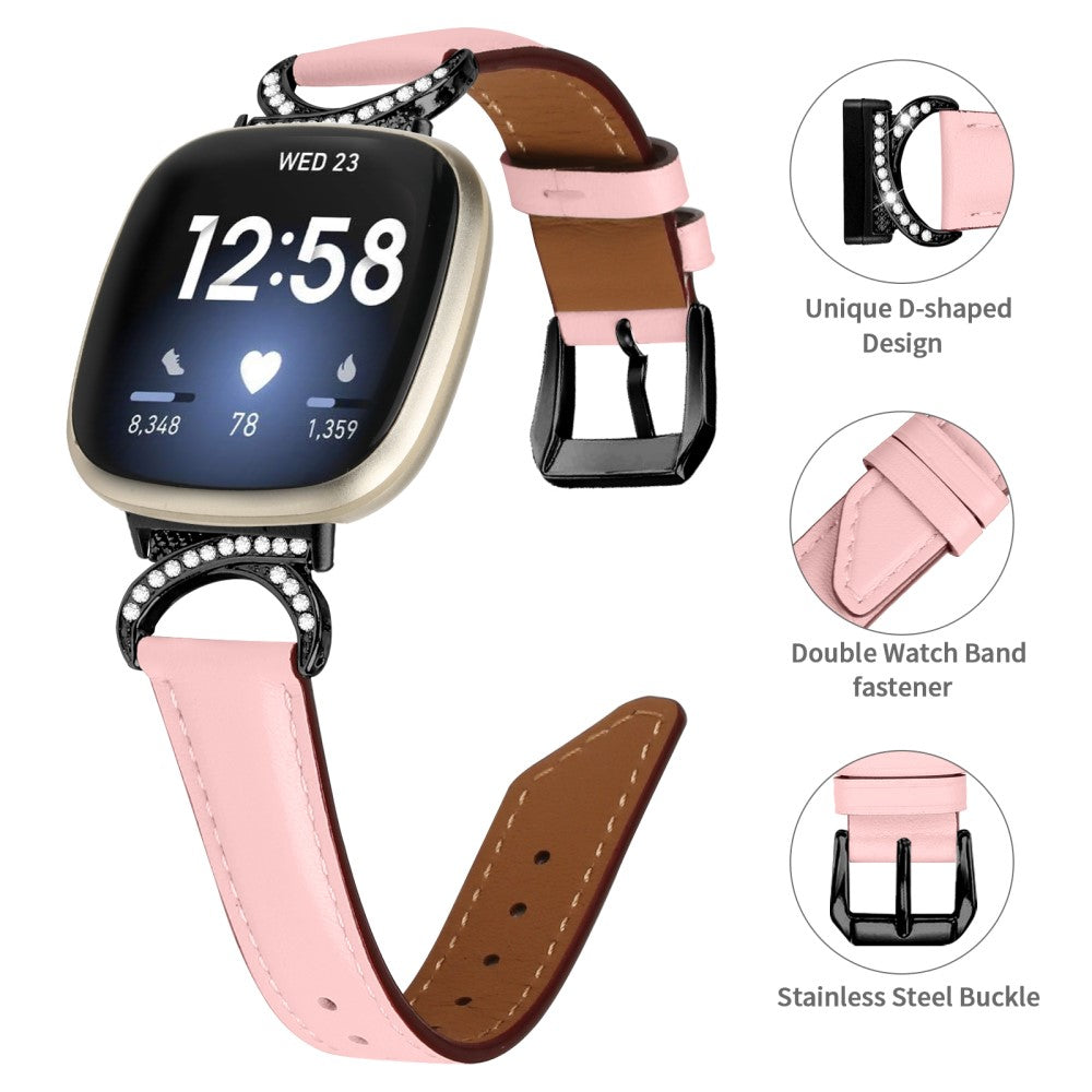 Komfortabel Kunstlæder Universal Rem passer til Fitbit Smartwatch - Pink#serie_2