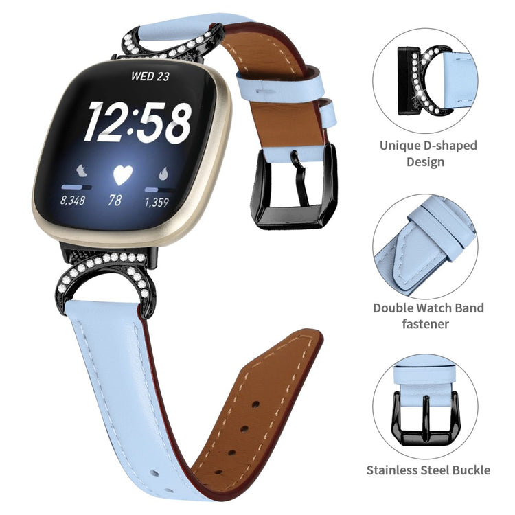 Komfortabel Kunstlæder Universal Rem passer til Fitbit Smartwatch - Blå#serie_4