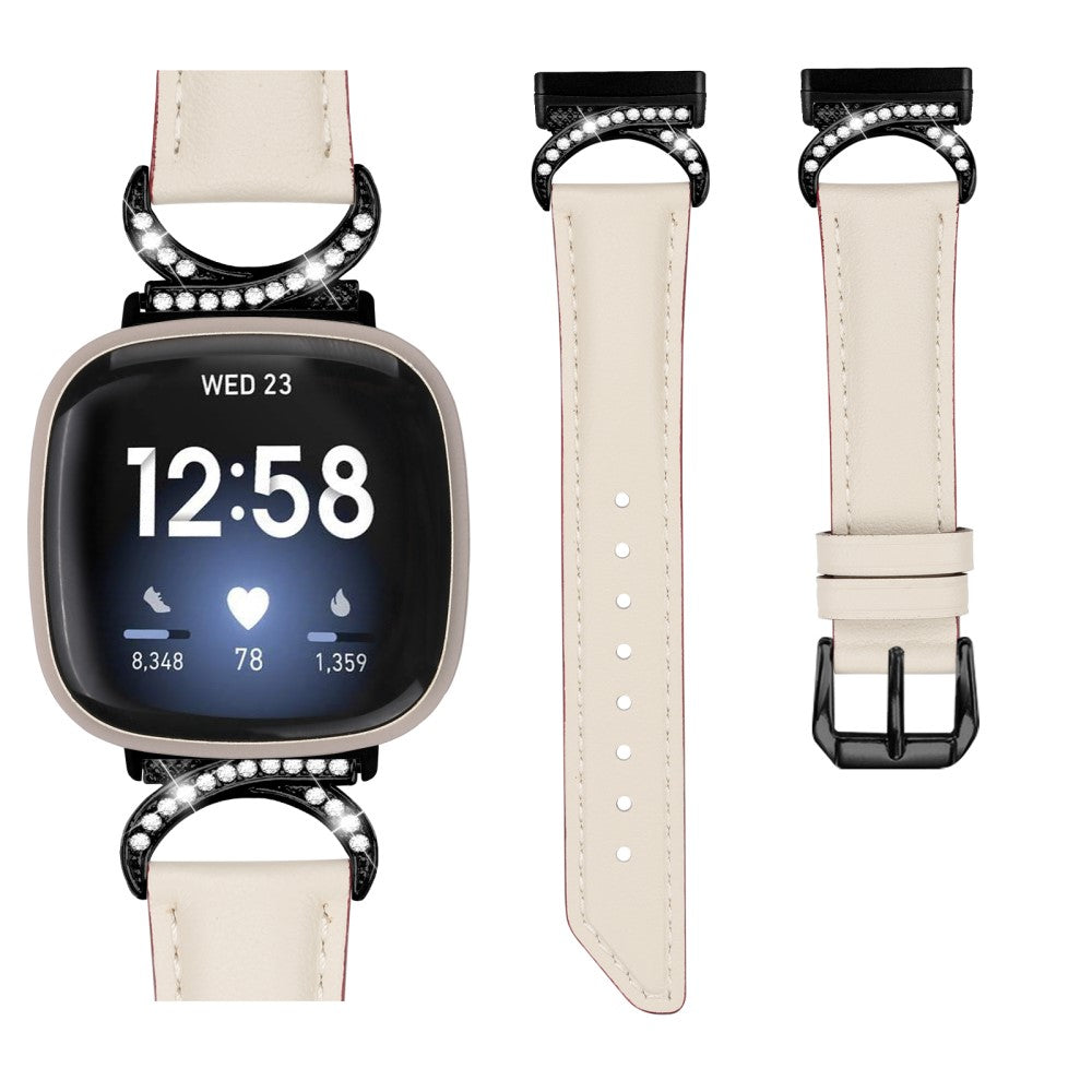 Komfortabel Kunstlæder Universal Rem passer til Fitbit Smartwatch - Hvid#serie_5