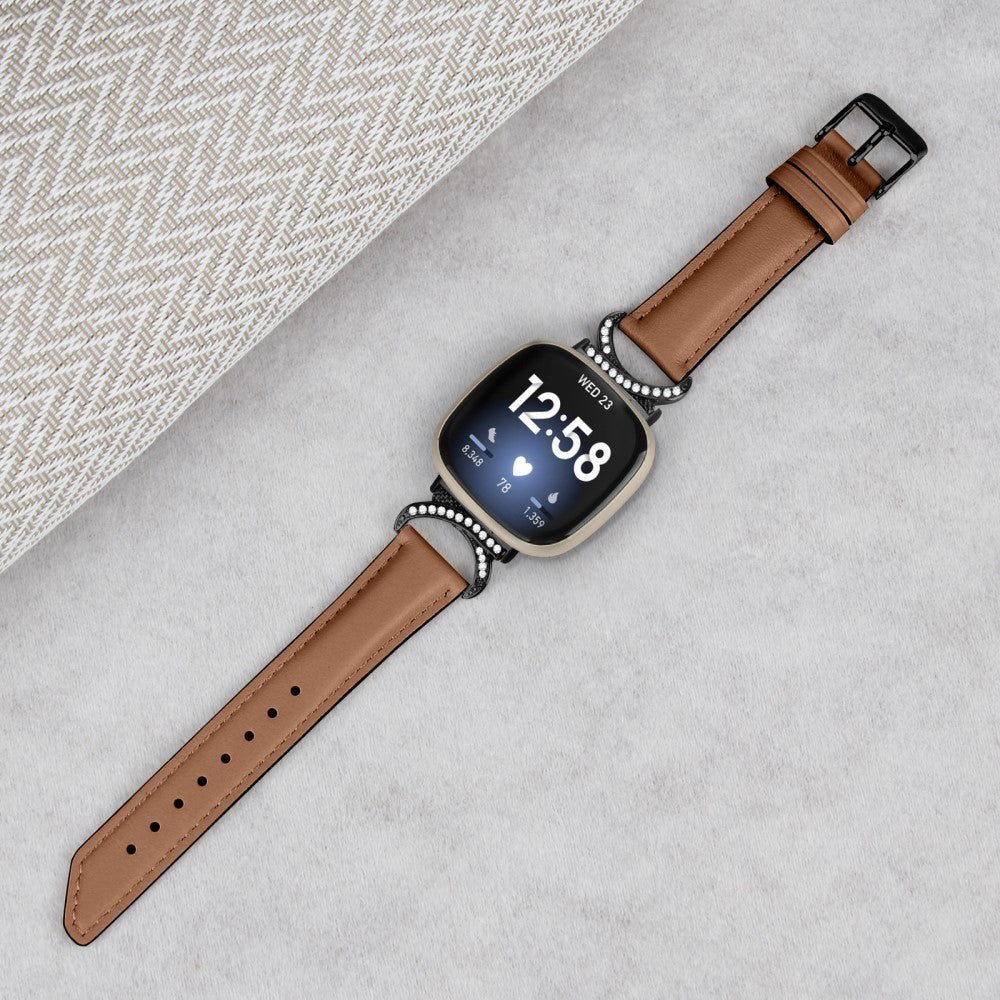 Komfortabel Kunstlæder Universal Rem passer til Fitbit Smartwatch - Brun#serie_6