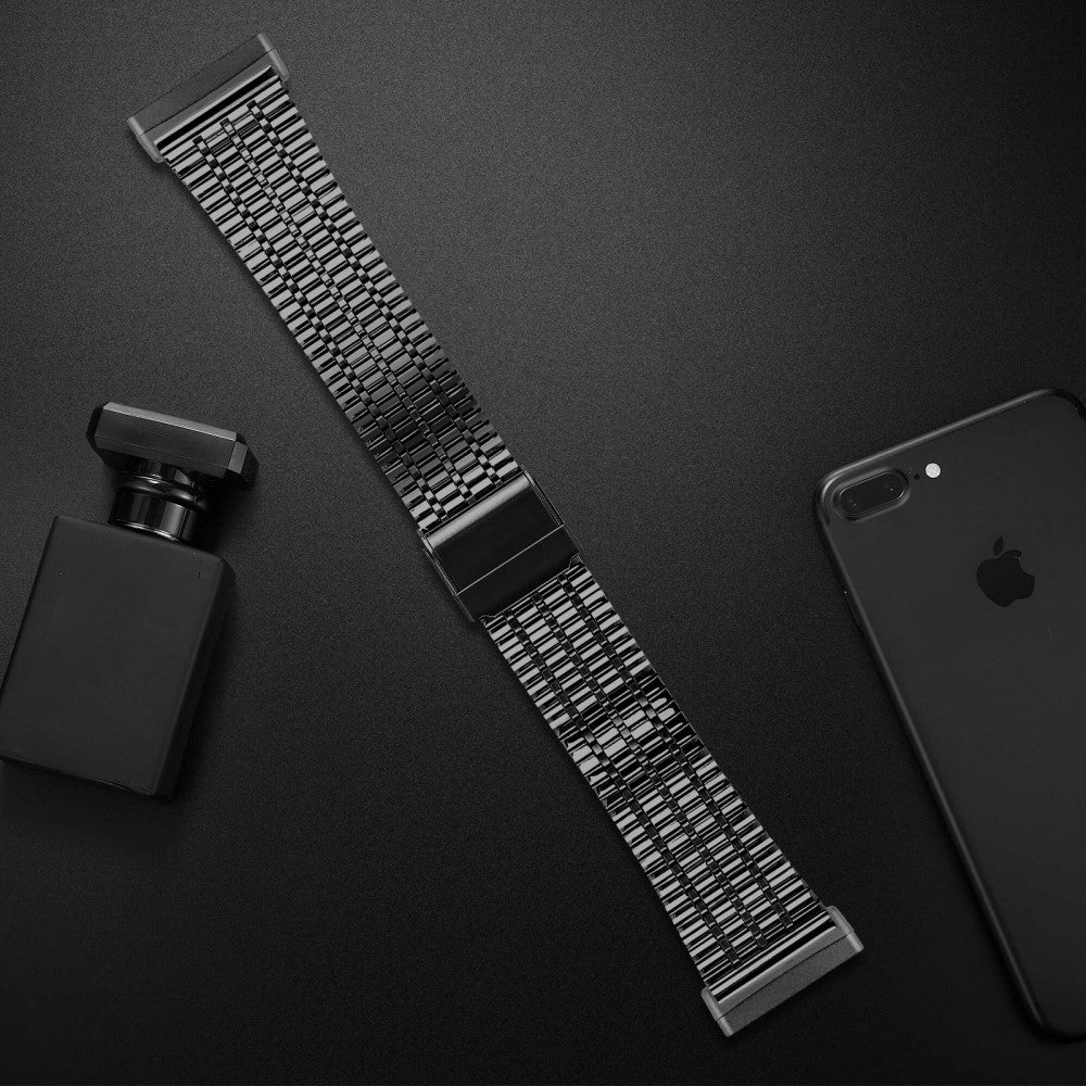 Solid Metal Universal Rem passer til Fitbit Sense 2 / Fitbit Versa 4 - Sort#serie_1