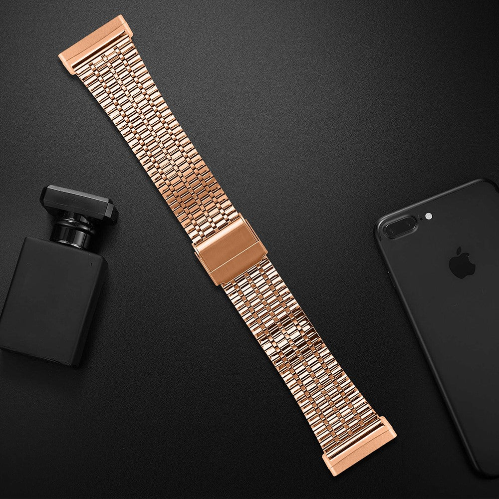 Solid Metal Universal Rem passer til Fitbit Sense 2 / Fitbit Versa 4 - Pink#serie_3
