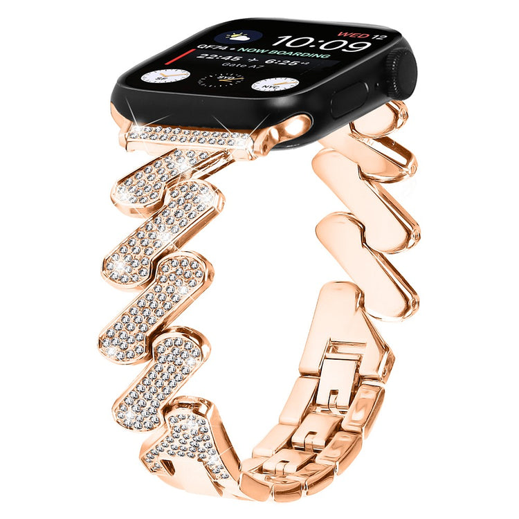 Metal Og Rhinsten Universal Rem passer til Fitbit Sense 2 / Fitbit Versa 4 - Pink#serie_3