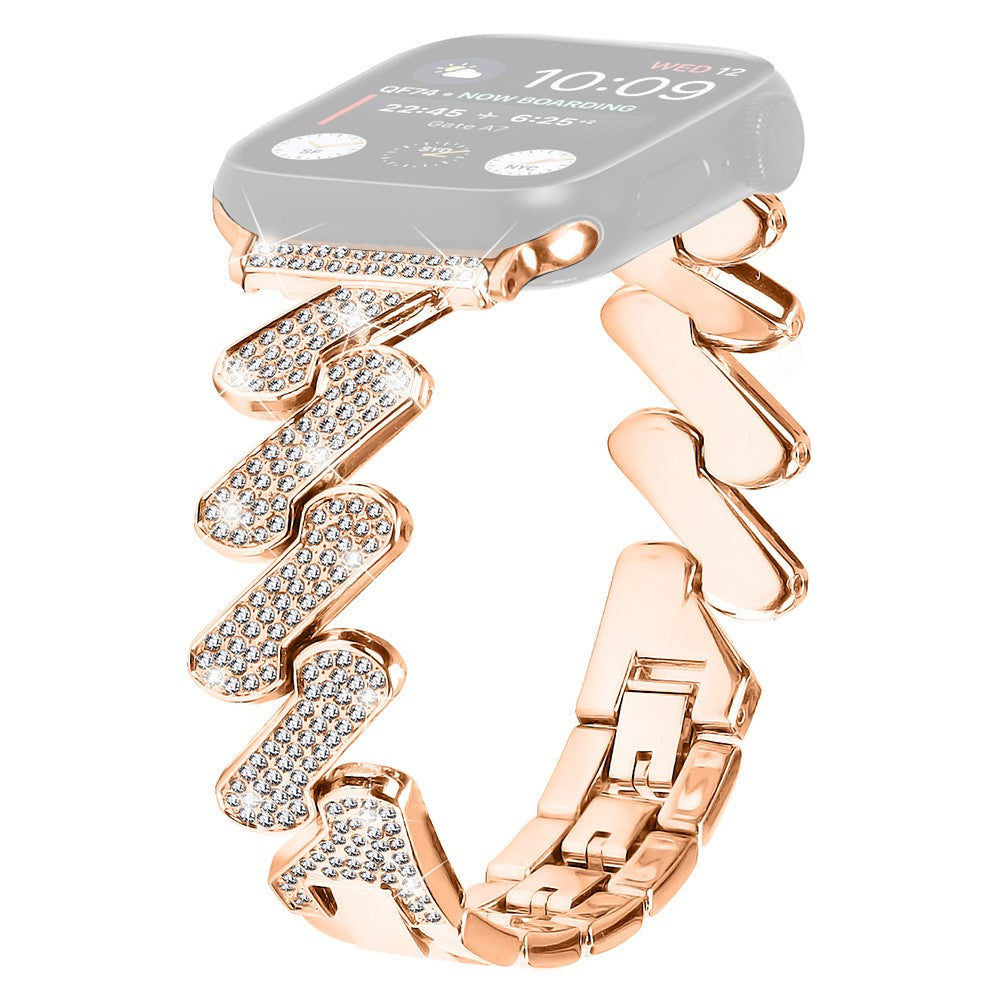 Metal Og Rhinsten Universal Rem passer til Fitbit Sense 2 / Fitbit Versa 4 - Pink#serie_3