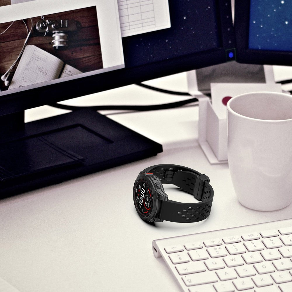 Vildt Fint Metal Og Silikone Universal Rem passer til Smartwatch - Sort#serie_1