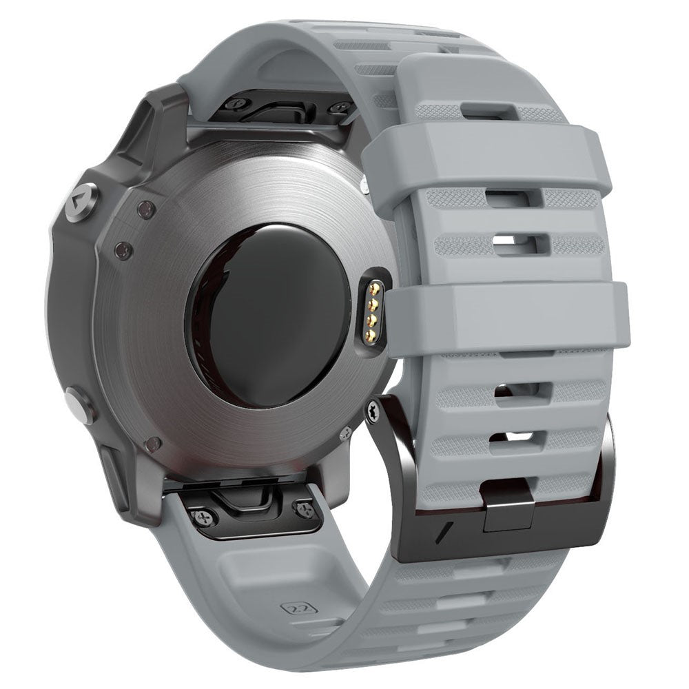26mm simple stripe silicone strap with black buckle for Garmin watch - Grey#serie_11