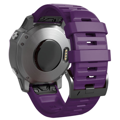 26mm simple stripe silicone strap with black buckle for Garmin watch - Purple#serie_15