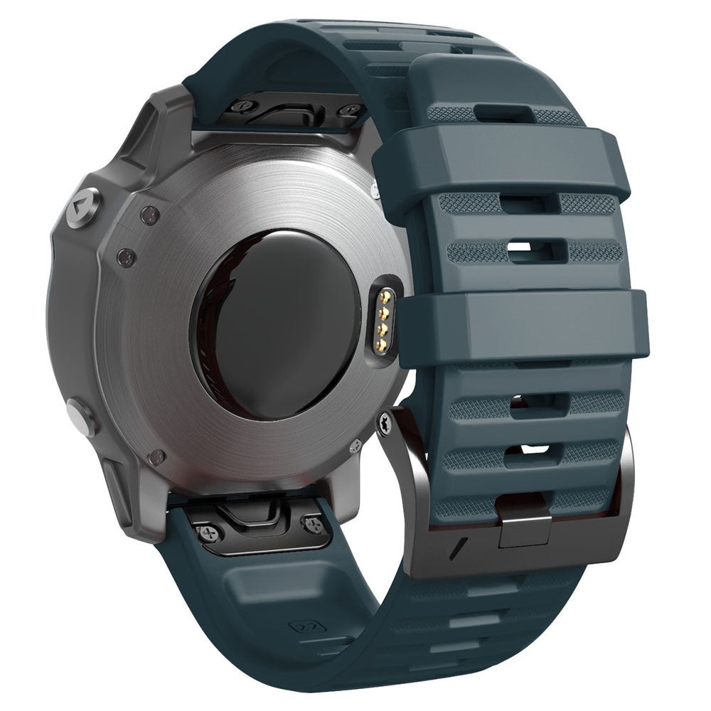 26mm simple stripe silicone strap with black buckle for Garmin watch - Navy Blue#serie_8