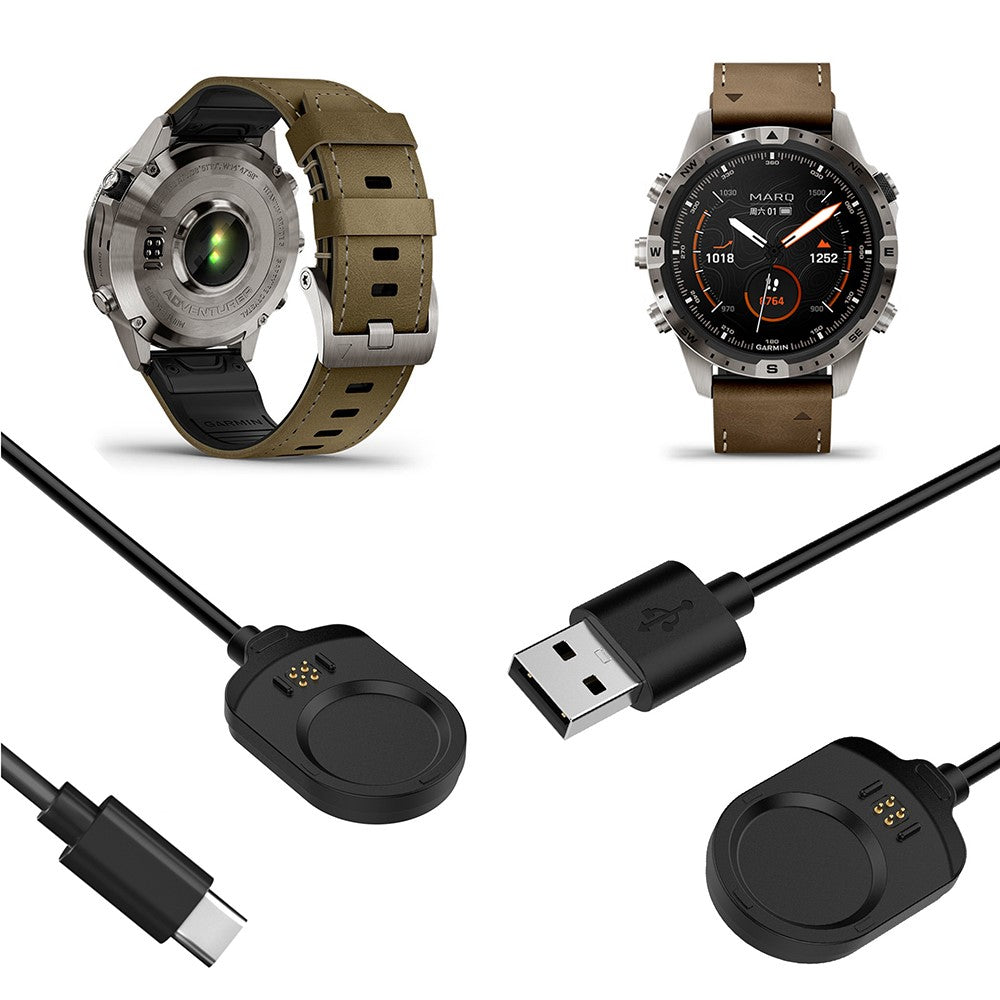 100cm USB Ladestation passer til Garmin Smartwatch - Sort#serie_2