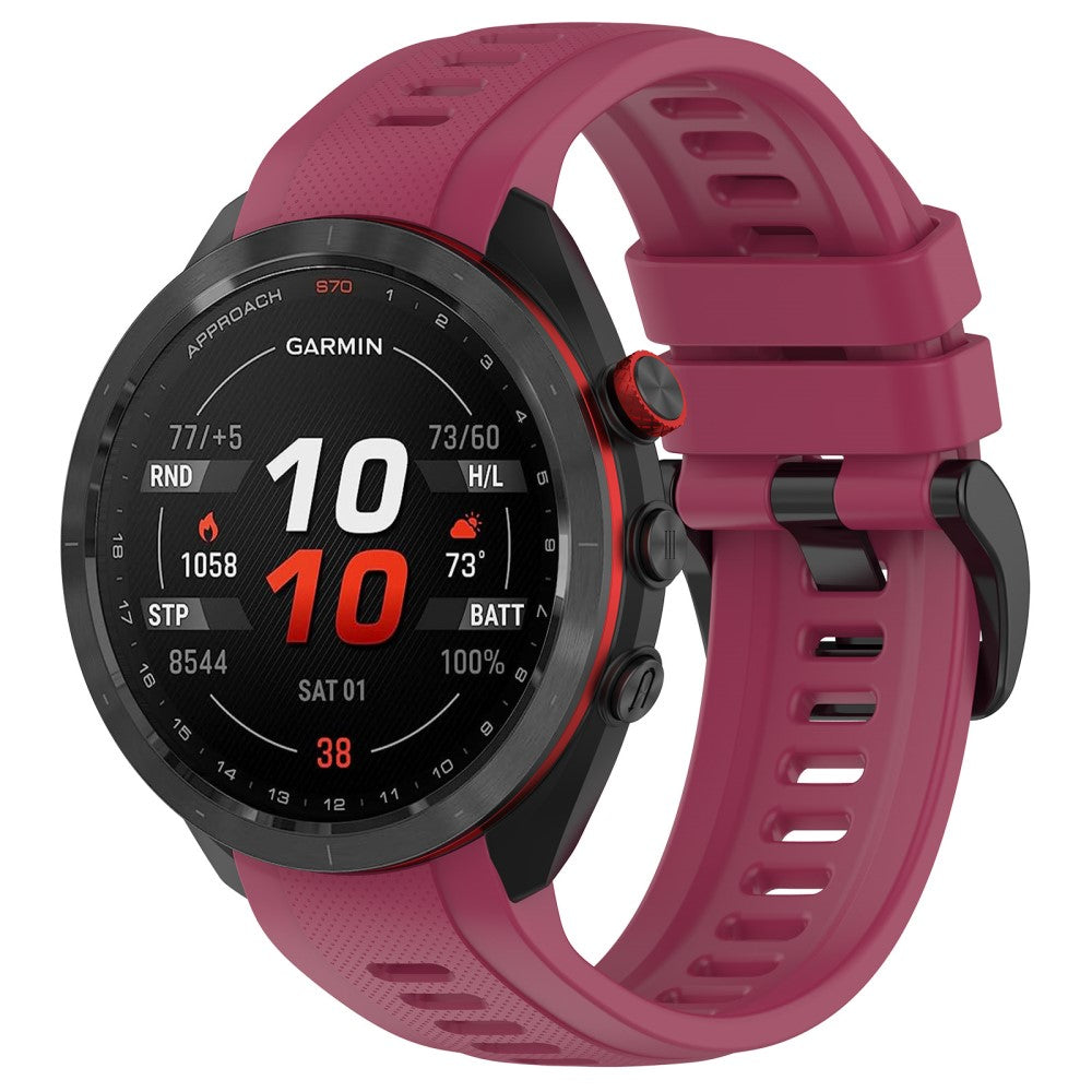 Metal Og Silikone Universal Rem passer til Garmin Approach S70 (42mm) / Garmin Approach S70 Series - Rød#serie_7