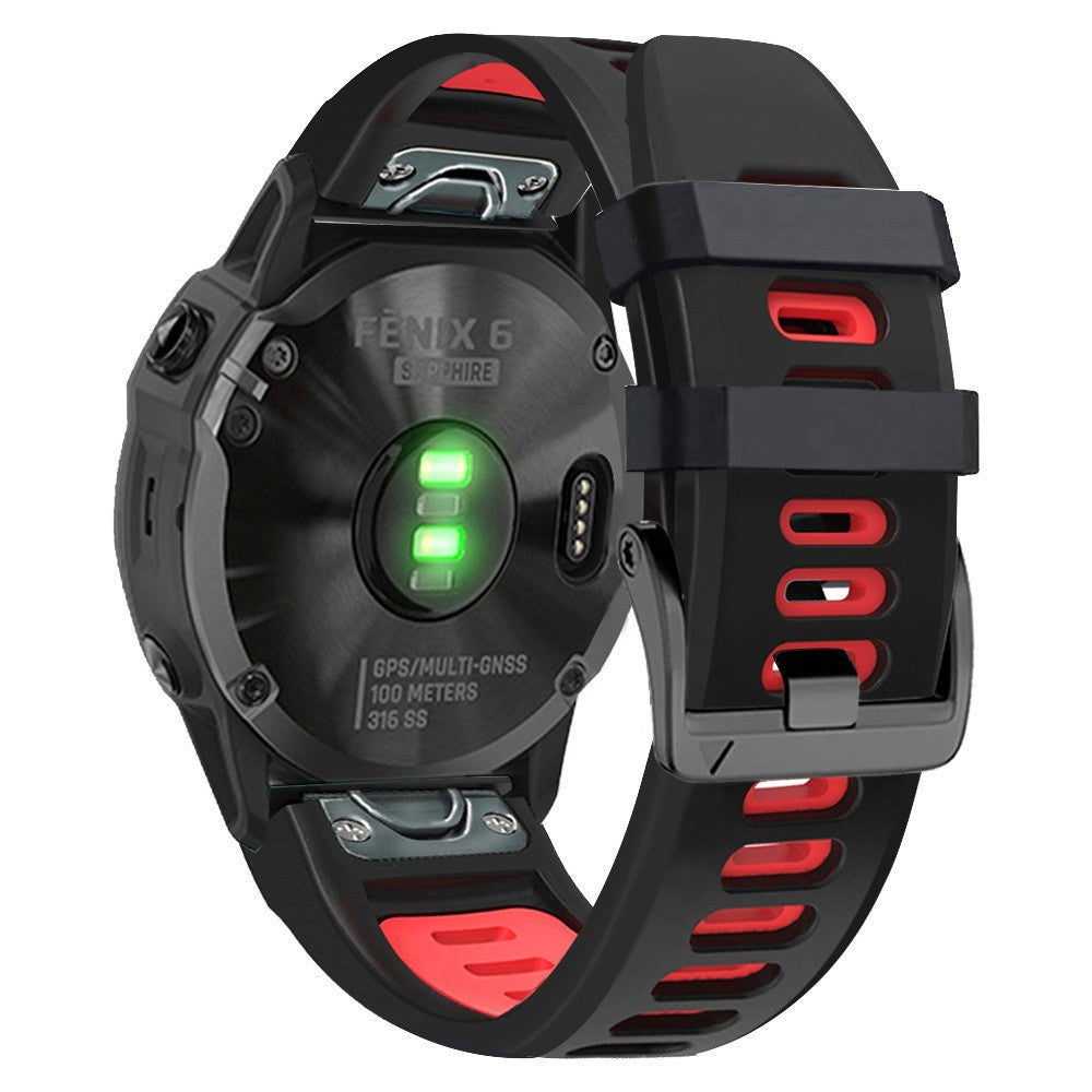 22mm dual-color silicone strap for Amazfit / Garmin / Coros watch - Black+Red#serie_3