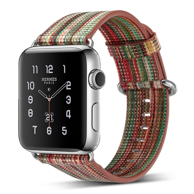 Helt vildt smuk Apple Watch Series 1-3 42mm Ægte læder Rem - Flerfarvet#serie_10