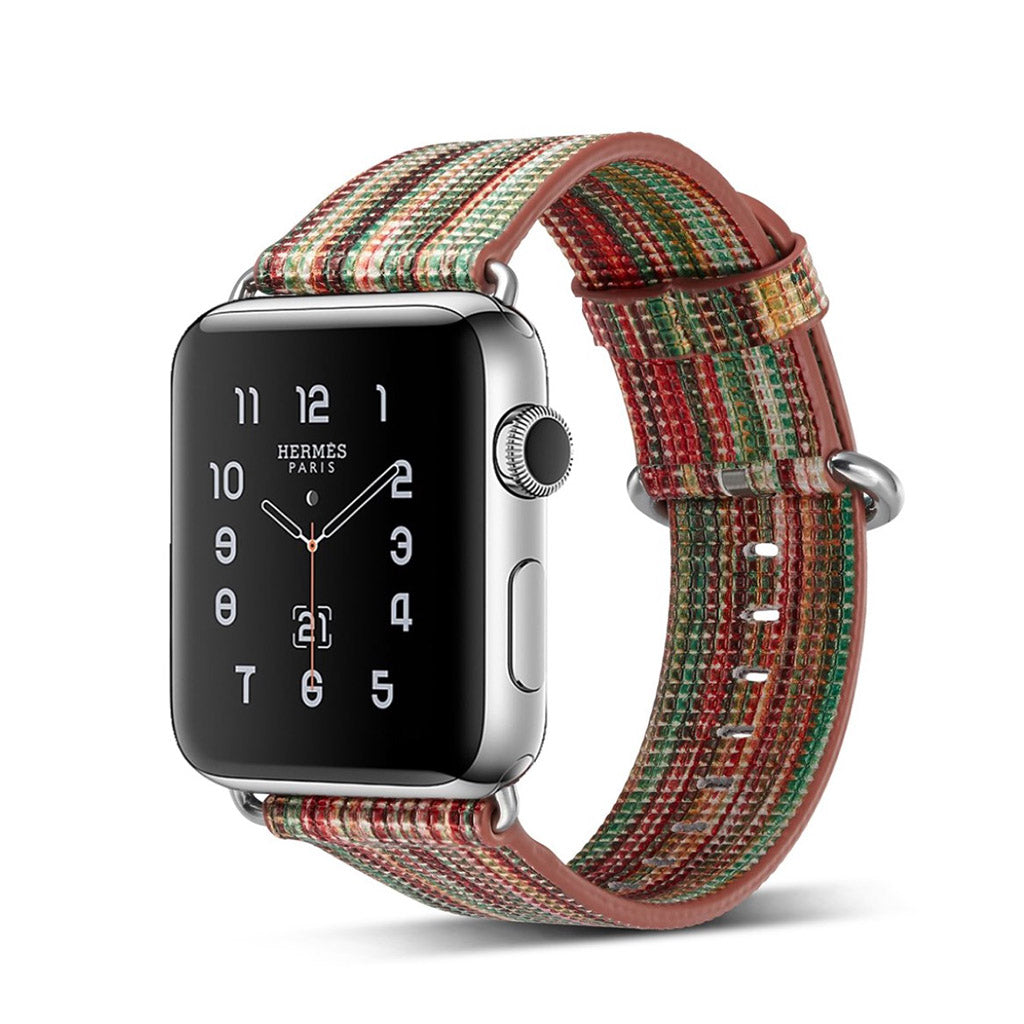 Helt vildt smuk Apple Watch Series 1-3 42mm Ægte læder Rem - Flerfarvet#serie_10