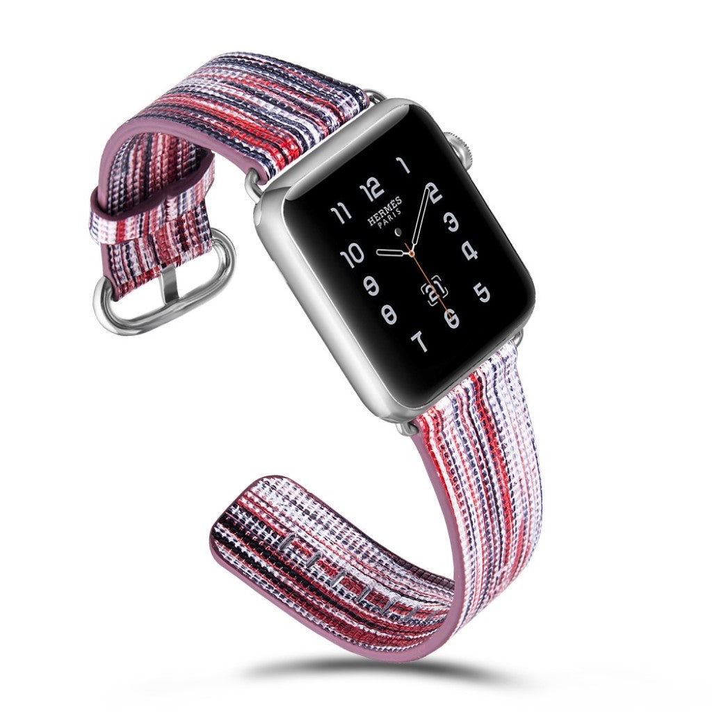 Helt vildt smuk Apple Watch Series 1-3 42mm Ægte læder Rem - Flerfarvet#serie_6