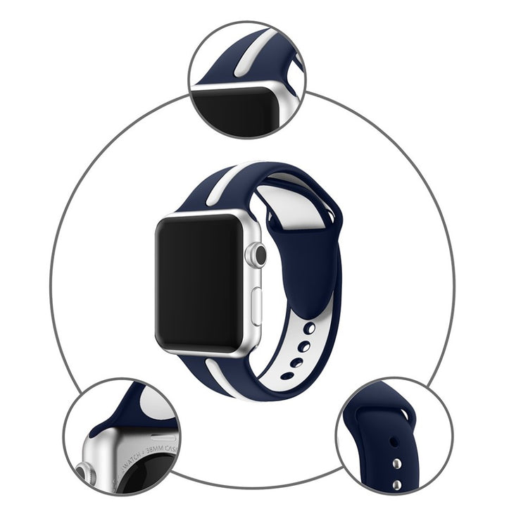 Fed Apple Watch Series 1-3 38mm Silikone Rem - Blå#serie_3