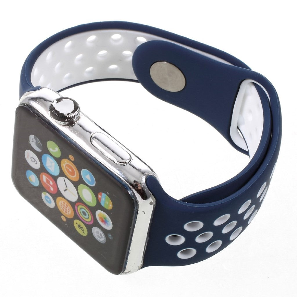 Helt vildt pænt Apple Watch Series 1-3 38mm Silikone Rem - Blå#serie_2