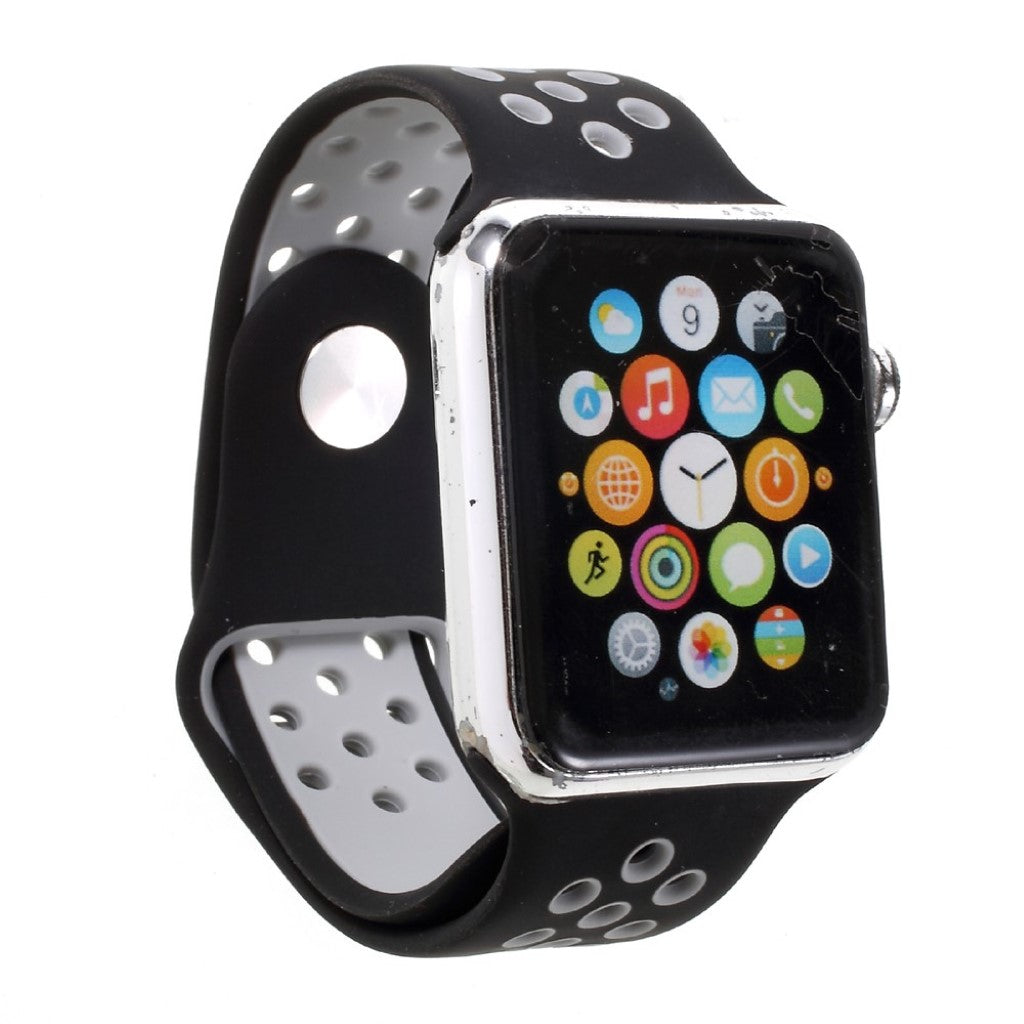 Helt vildt pænt Apple Watch Series 1-3 38mm Silikone Rem - Sort#serie_9