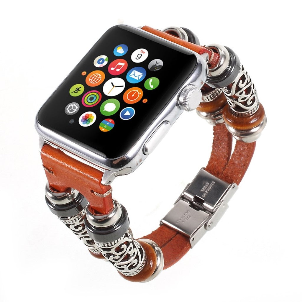 Fint Apple Watch Series 1-3 38mm Ægte læder og Metal Rem - Brun#serie_1