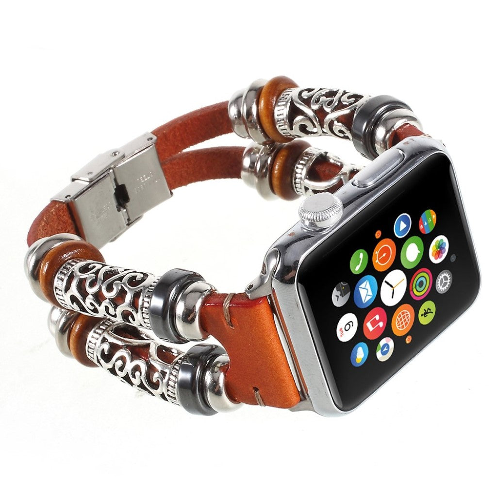 Fint Apple Watch Series 1-3 38mm Ægte læder og Metal Rem - Brun#serie_1